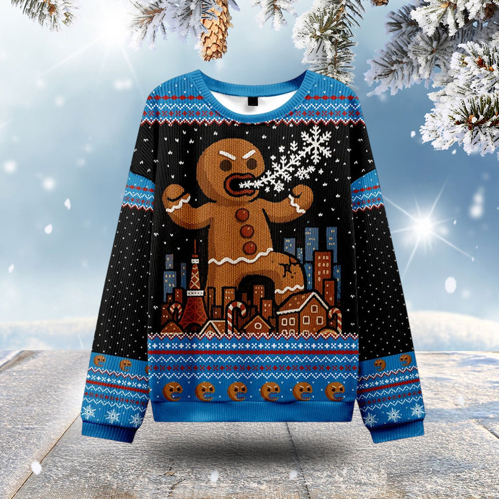 Gingerbread Monster Christmas Ugly Sweatshirt Winter Clothing Christmas Gifts For Her