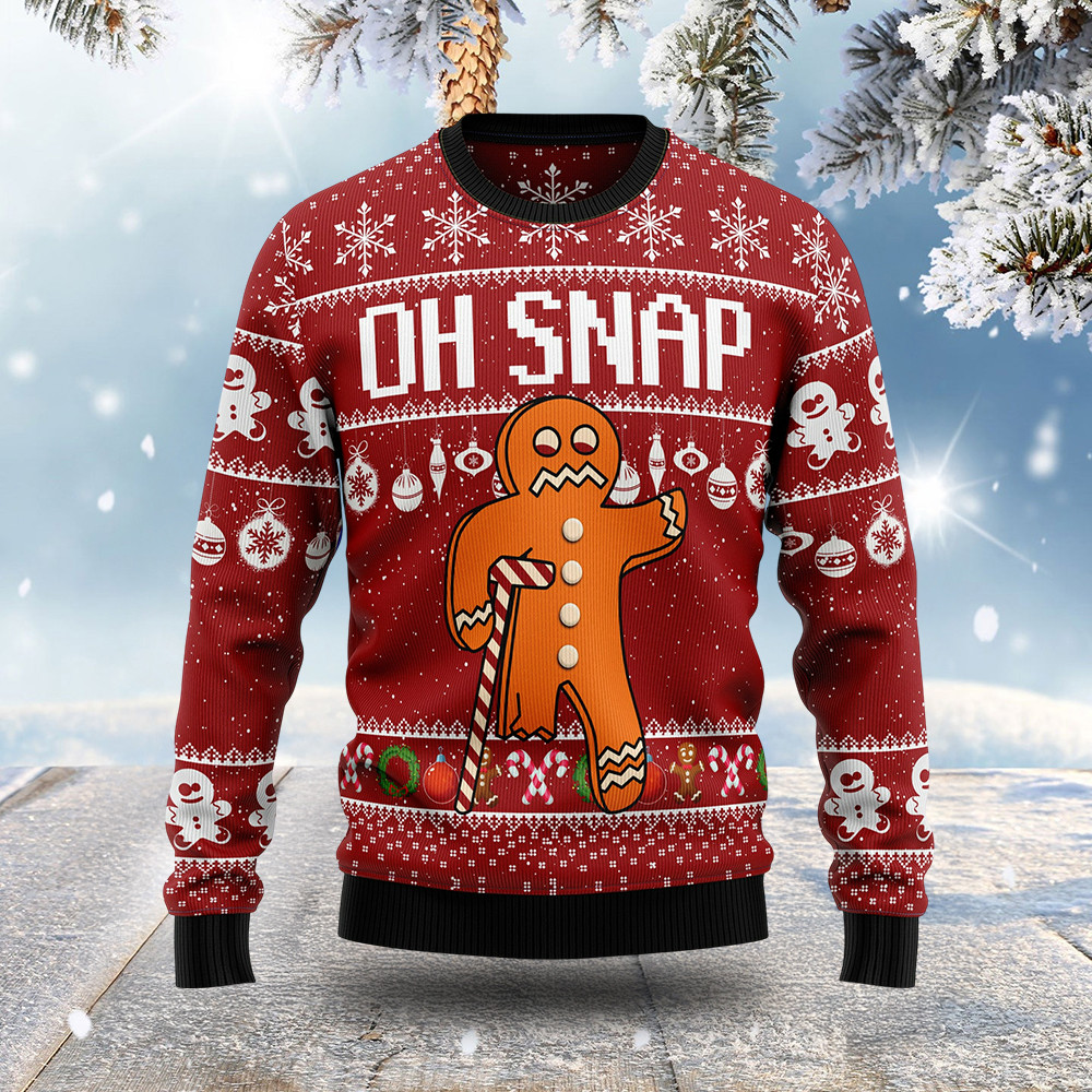 Gingerbread Oh Snap Ugly Christmas Sweater Holiday Clothing Xmas Gift Ideas