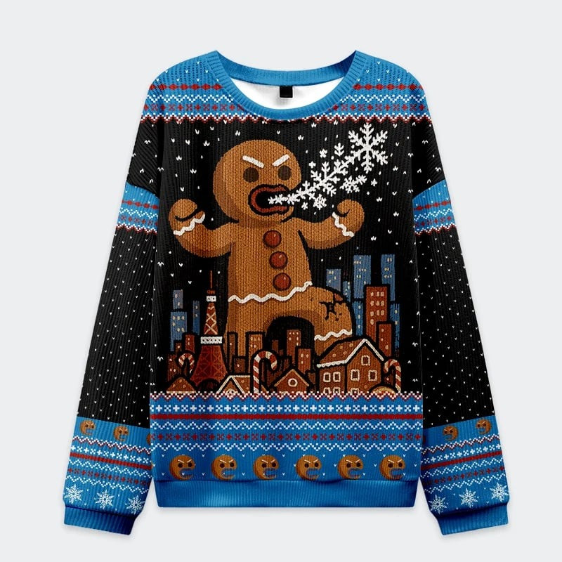 Gingerbread Snow Monster Christmas Sweater Xmas Holiday Gifts For Gingerbread Lovers