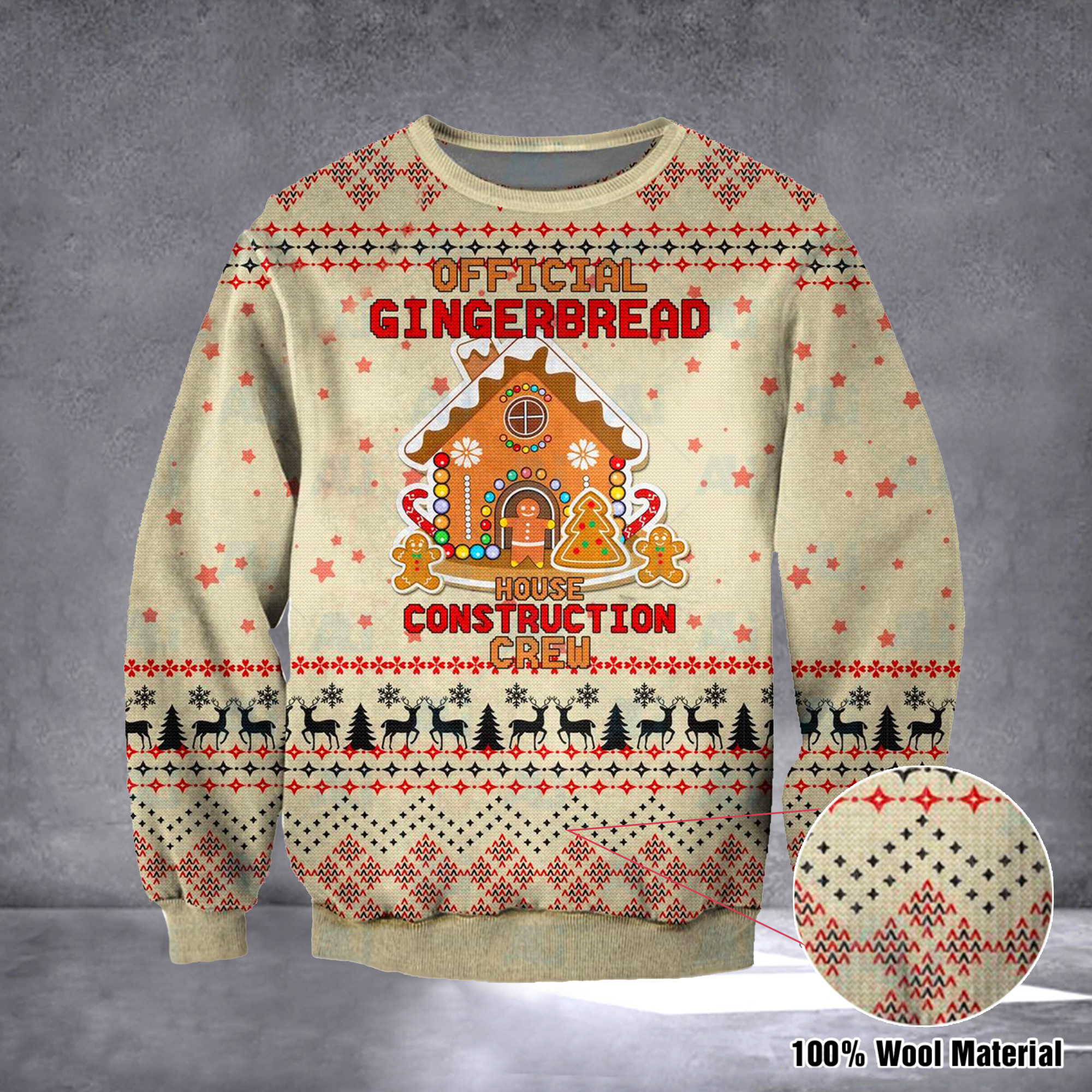 Gingerbread Sweater Official Gingerbread Construction Ugly Christmas Sweater
