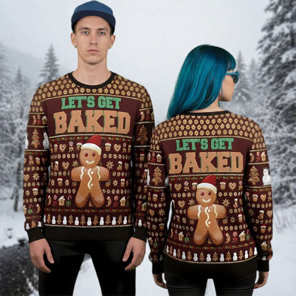 Gingerbread Ugly Christmas Sweater Let's Get Baked Xmas Wear Christmas Gingerbread Gift