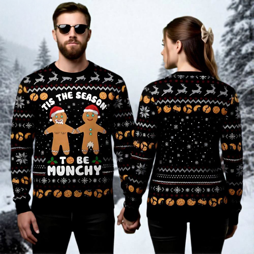 Gingerbread Ugly Christmas Sweater Tis The Season To Be Munchy Christmas Gifts For Couple