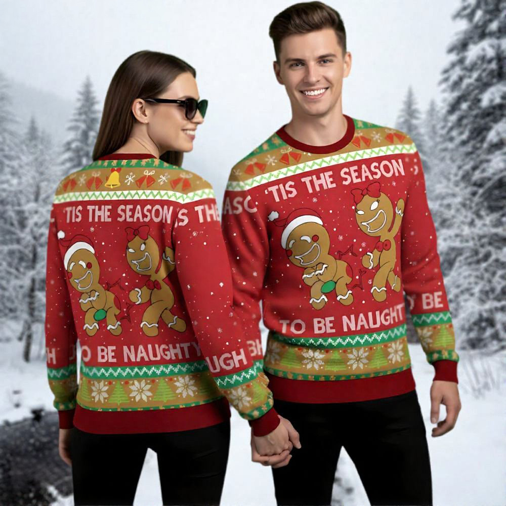 Gingerbread Ugly Christmas Sweater Tis The Season To Be Naughty Christmas Clothing Xmas Gifts