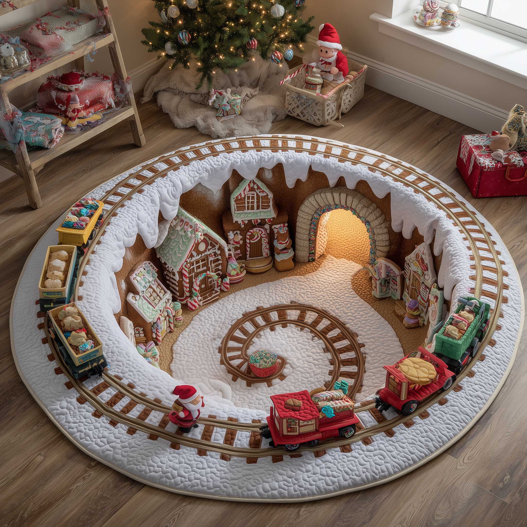 Gingerbread Workshop Quilted Round Mat Luxury Quilted Round Mat for Stylish Homes