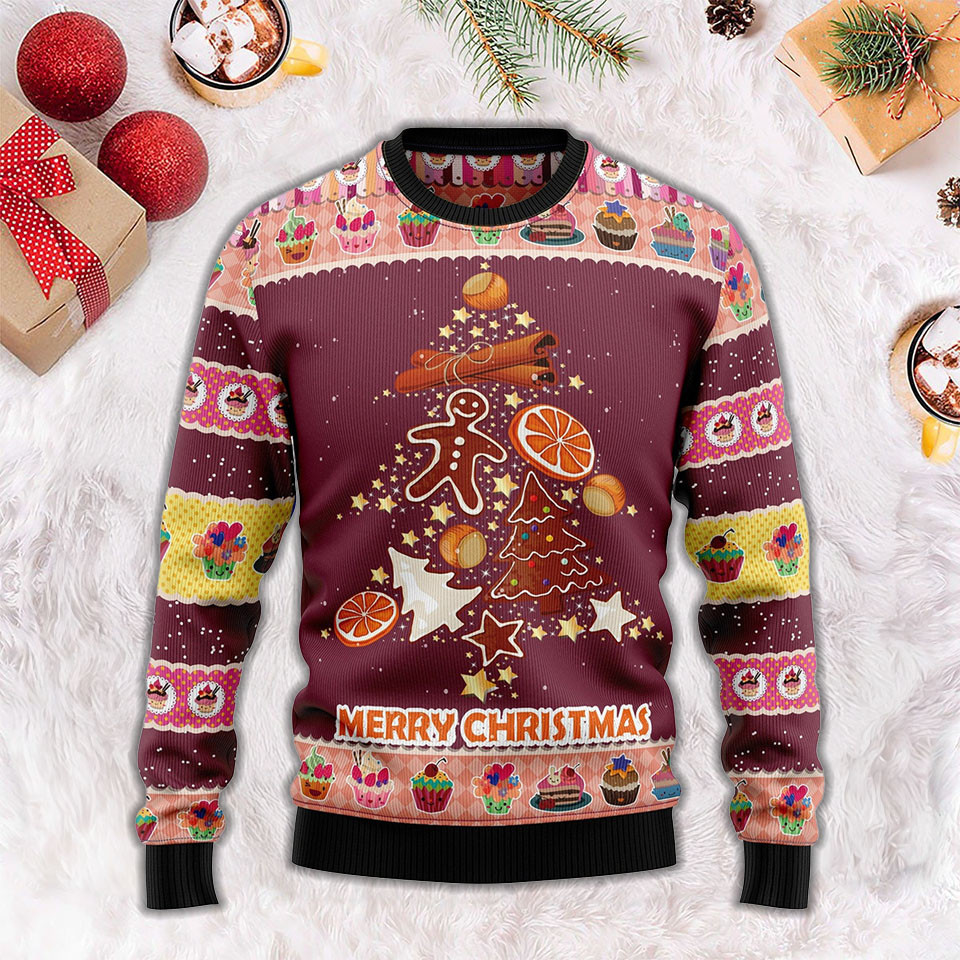 Gingerbread Xmas Tree Ugly Christmas Sweater Best Christmas Sweater 2024 Holiday Gifts