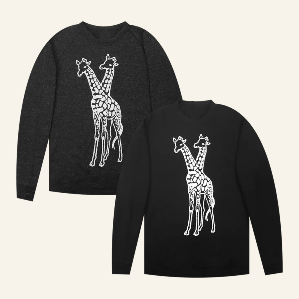 Giraffage Merch Two Headed Giraffe Black Sweatshirt Xmas Presents For Him Giraffage Merch Two Headed Giraffe Black Sweatshirt Xmas Presents For Him
