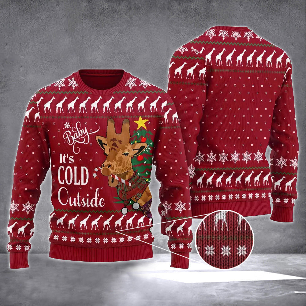 Giraffe Baby It's Cold Outside Sweater Ugly Christmas Sweater Presents For Giraffe Lovers Giraffe Baby It's Cold Outside Sweater Ugly Christmas Sweater Presents For Giraffe Lovers