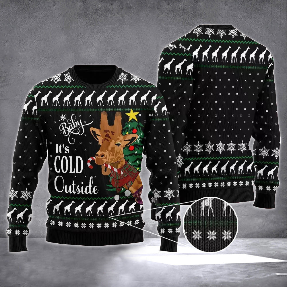 Giraffe Baby It's Cold Outside Sweater Ugly Christmas Sweater Presents For Giraffe Lovers Giraffe Baby It's Cold Outside Sweater Ugly Christmas Sweater Presents For Giraffe Lovers