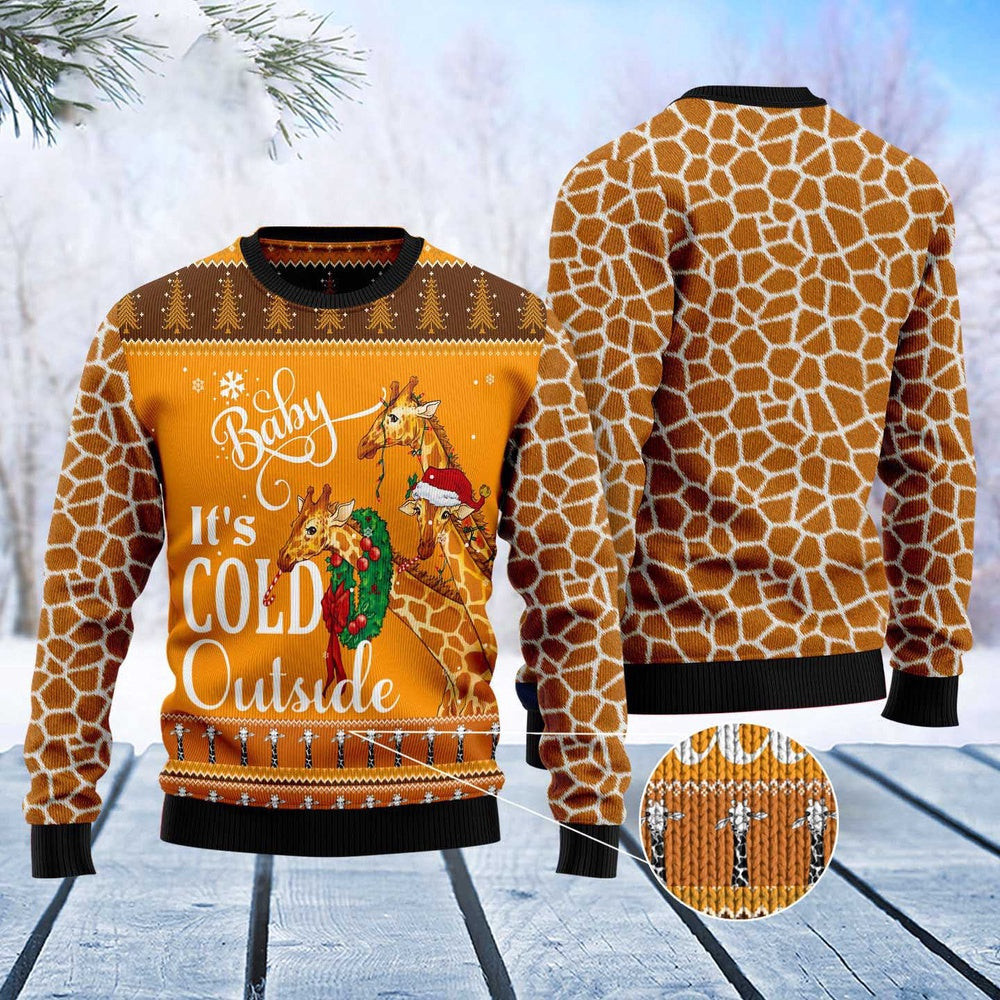 Giraffe Baby It'S Cold Outside Ugly Christmas Sweater Funny Ugly Christmas Sweater Xmas Gifts