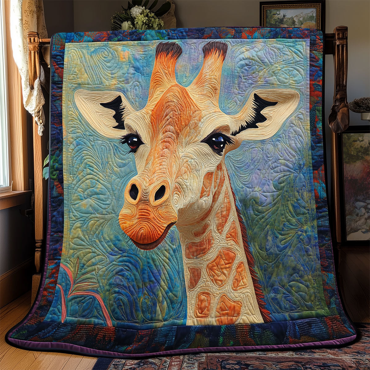 Giraffe Bling Eyes Quilt Blanket Fluffy Throw Blanket Cute Gifts For Giraffe Lovers
