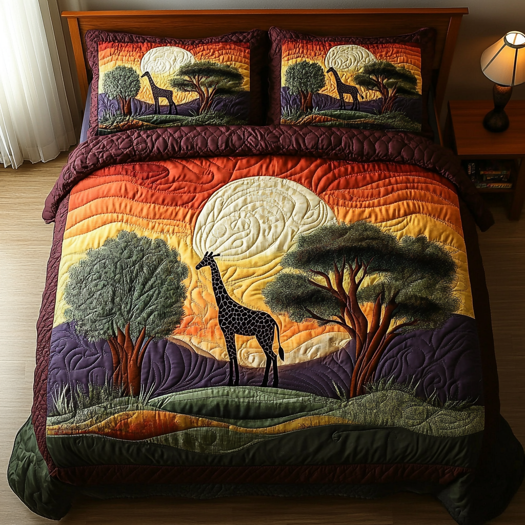 Giraffe Bliss Quilted Bedding Set Best Bed Sheet Set Gifts With Giraffes On Them
