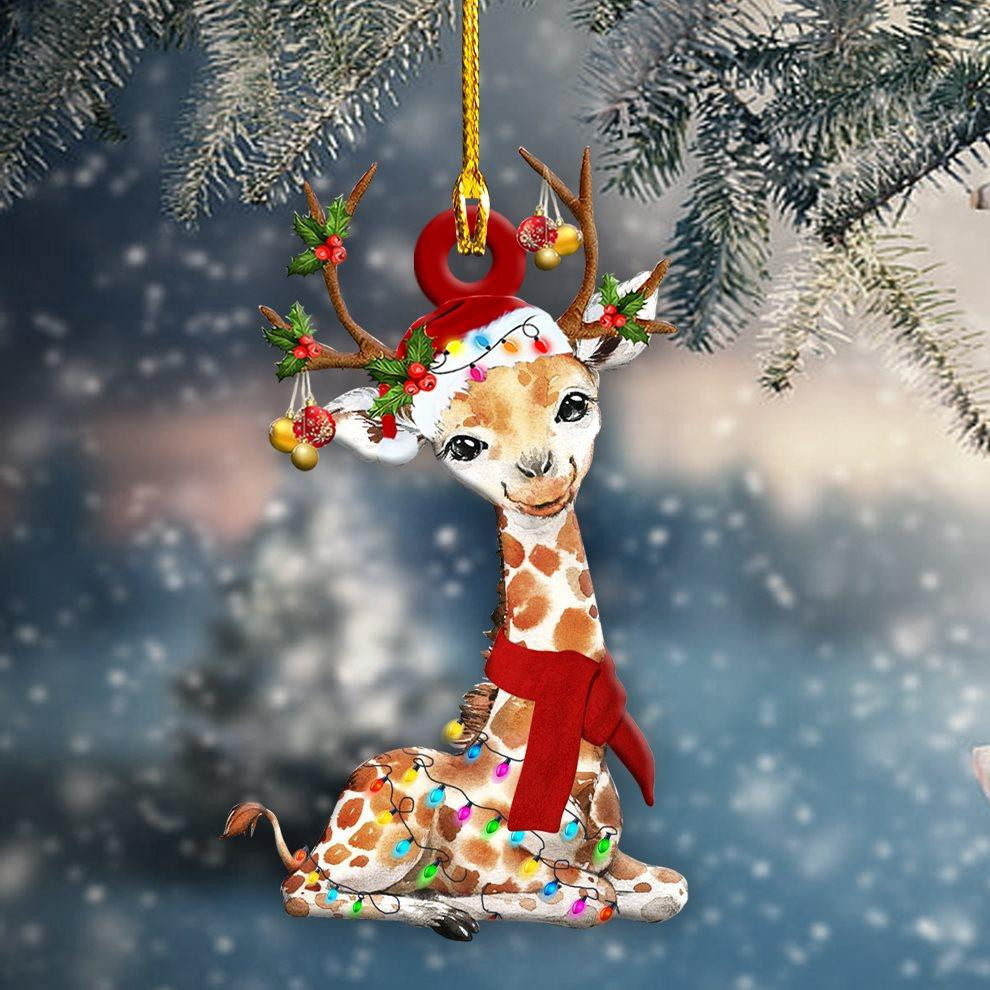 Giraffe Christmas Ornament Cute Animal Merry Christmas Decorations Xmas Gift Ideas