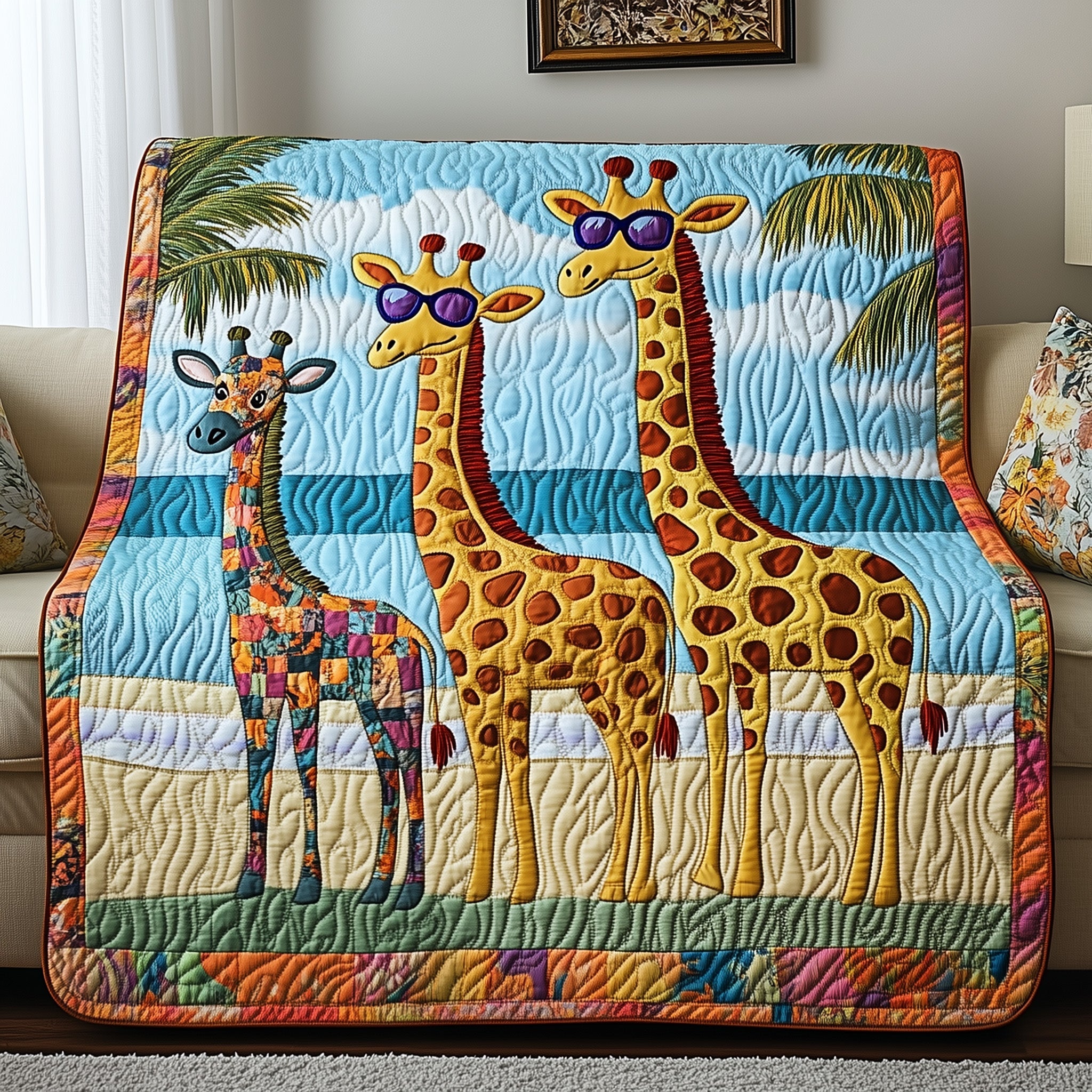 Giraffe Dream Quilted Blanket Cute Bed BlanketBest Giraffe Gifts Items