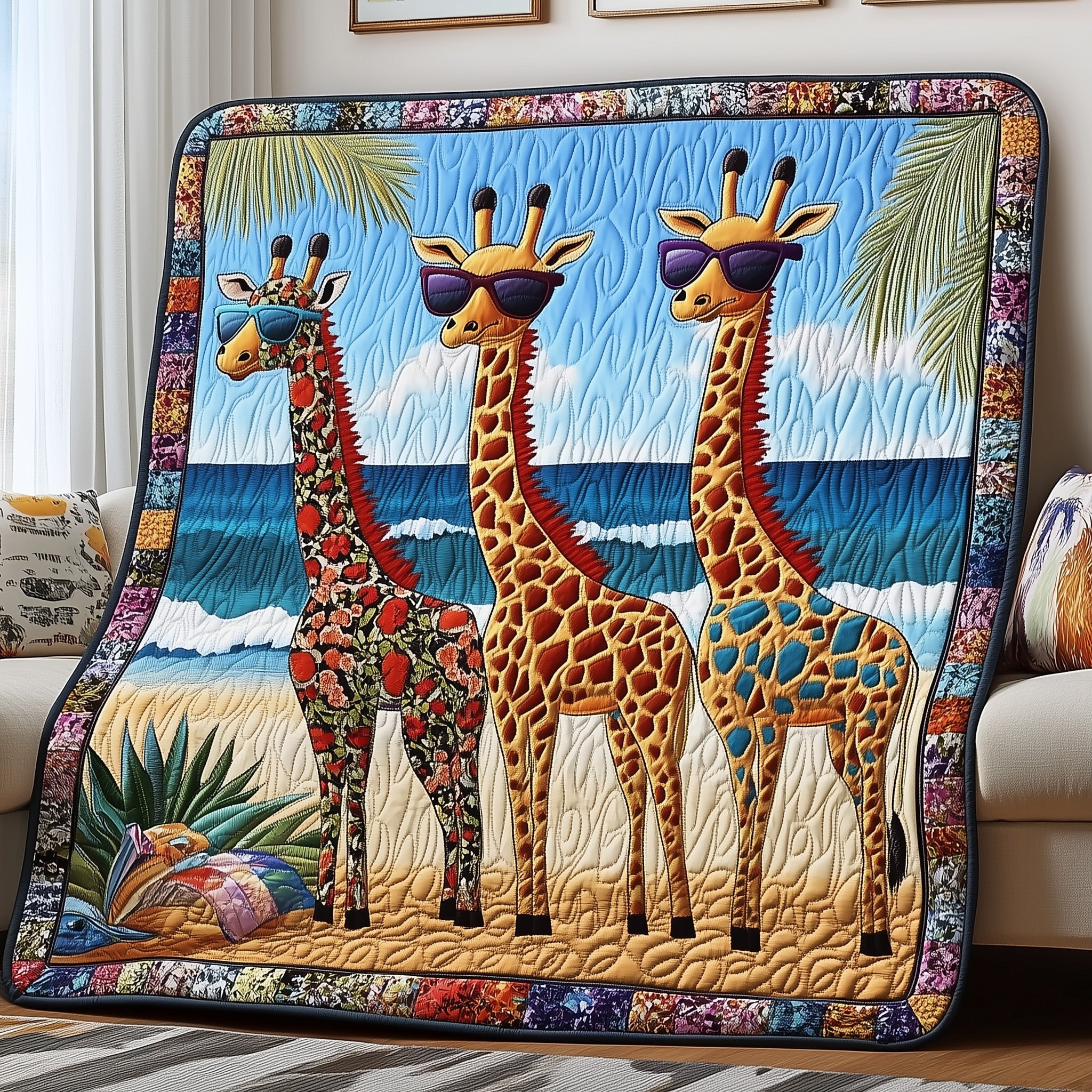 Giraffe Dream Quilted Blanket Cute Bed BlanketGiraffe Themed Gifts For Adults