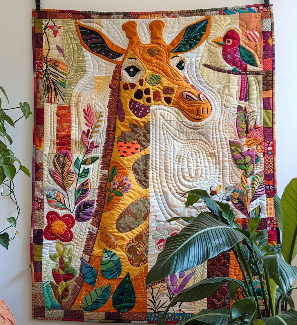 Giraffe Dreams Quilted Blanket Presents For Giraffe Lovers