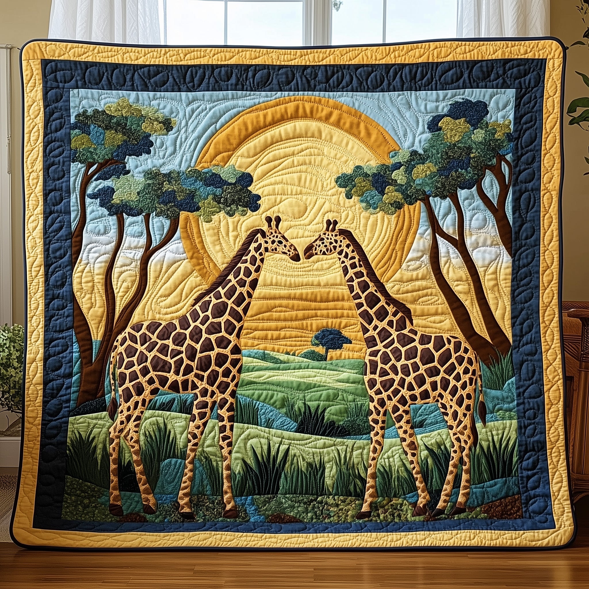 Giraffe Harmony Quilted Blanket Cute Bed BlanketGiraffe Teacher Gifts