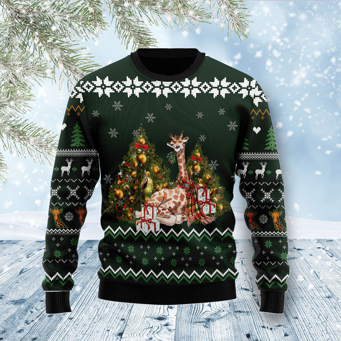 Giraffe Holiday Ugly Christmas Sweater Merry Xmas Clothing Giraffe Gifts For Him