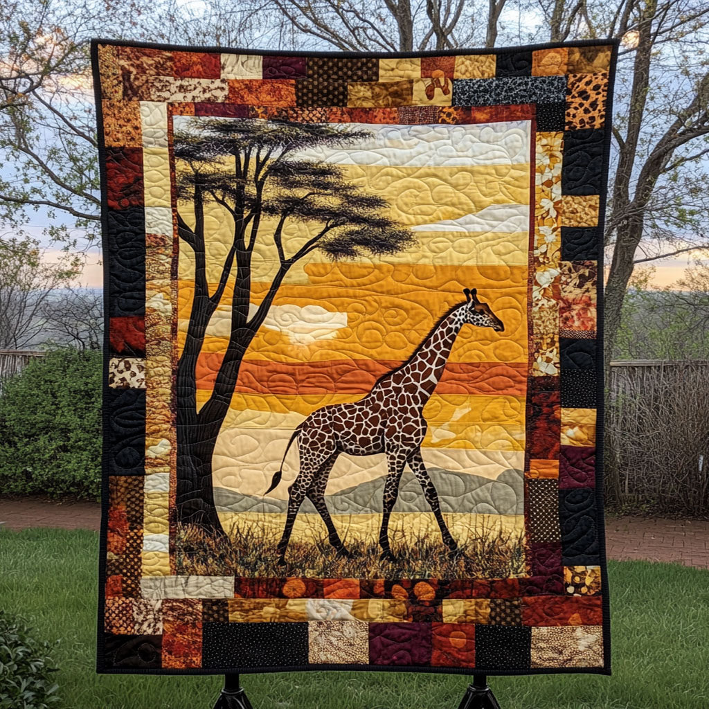 Giraffe Journey Quilted Blanket Presents For Giraffe Lovers
