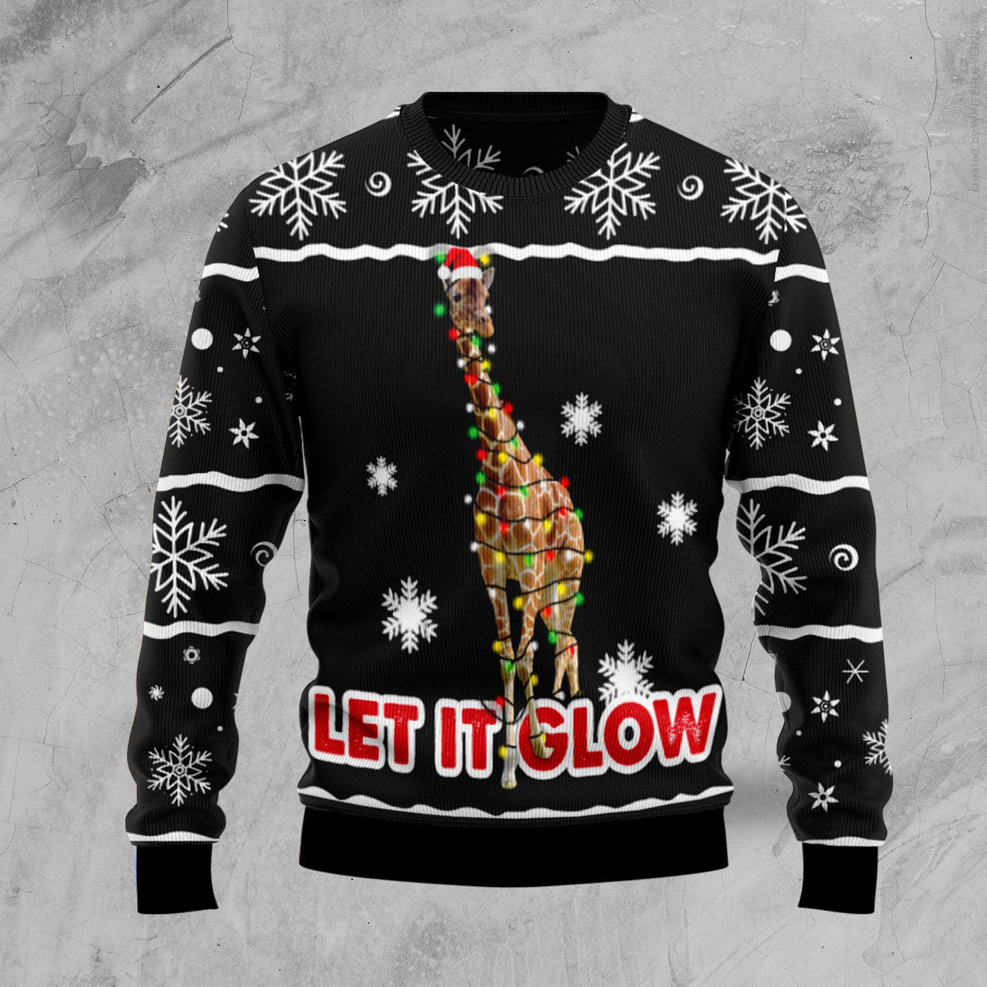 Giraffe Let It Glow Ugly Christmas Sweater Cute Xmas Apparel Cool Giraffe Gifts