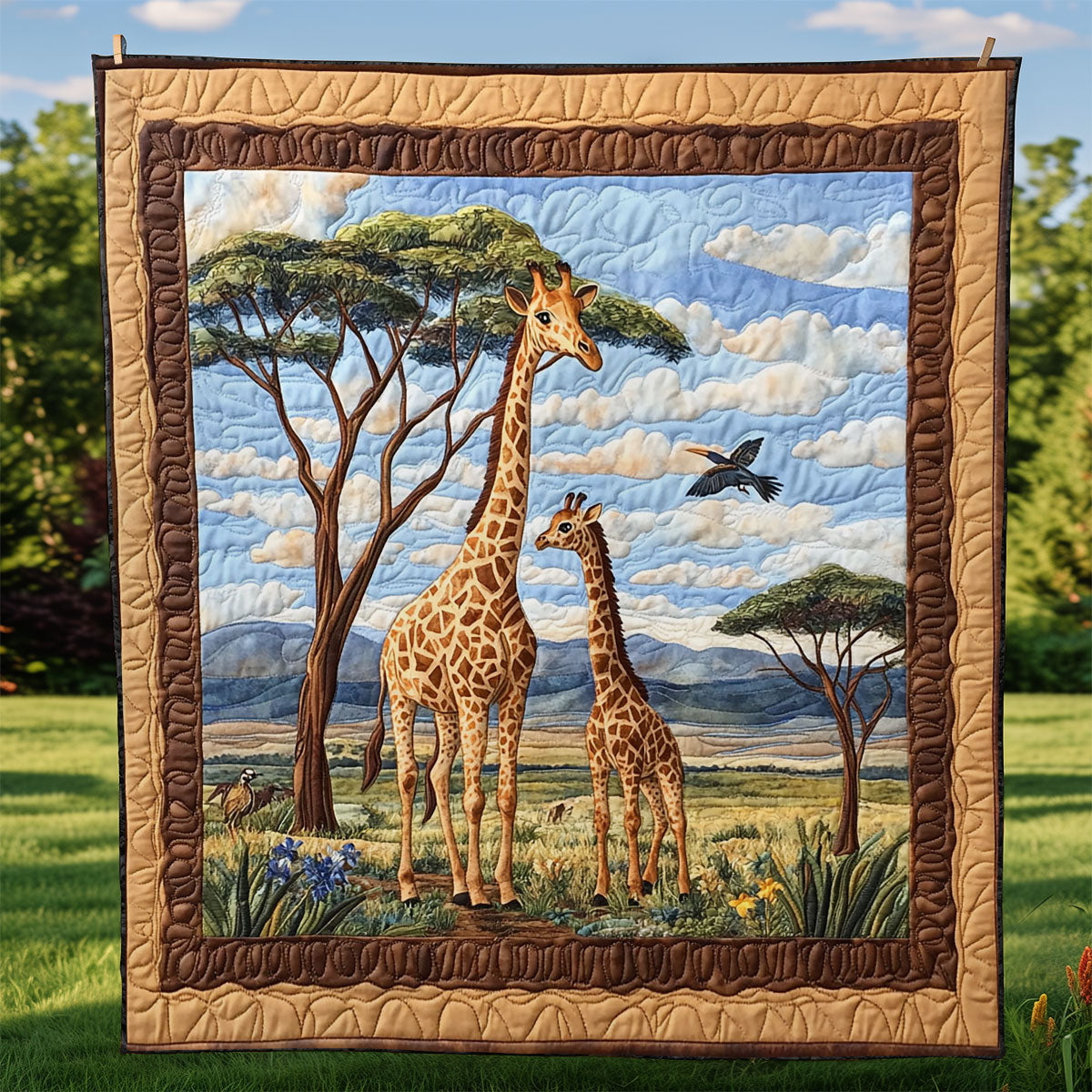 Giraffe Life Of Safari Quilt Blanket African Art Throw Blanket Gifts For Giraffe Lovers
