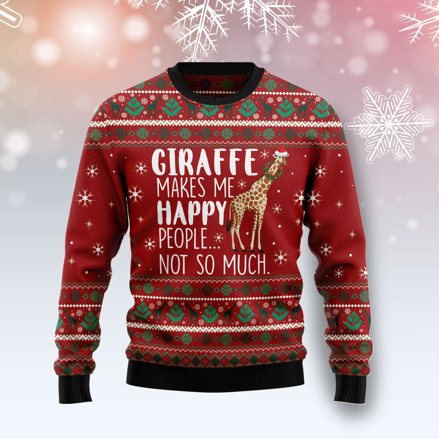 Giraffe Makes Me Happy Ugly Christmas Sweater Cute Xmas Clothes Giraffe Lovers