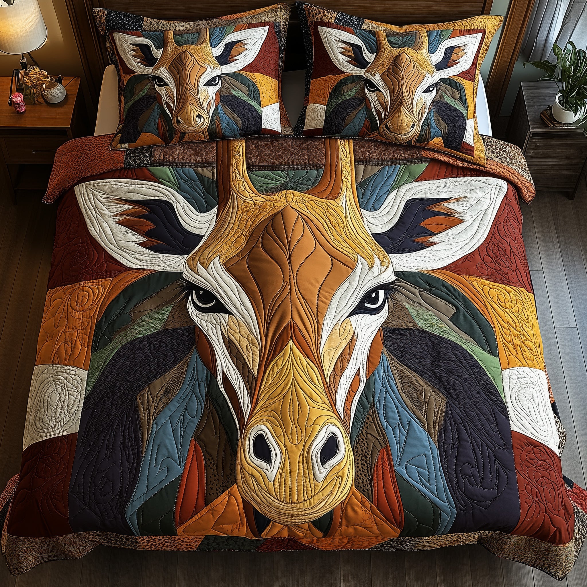 Giraffe Patchwork Quilted Bedding Set Duvet Cover Bedspread Christmas Gift Ideas For Wife 2025