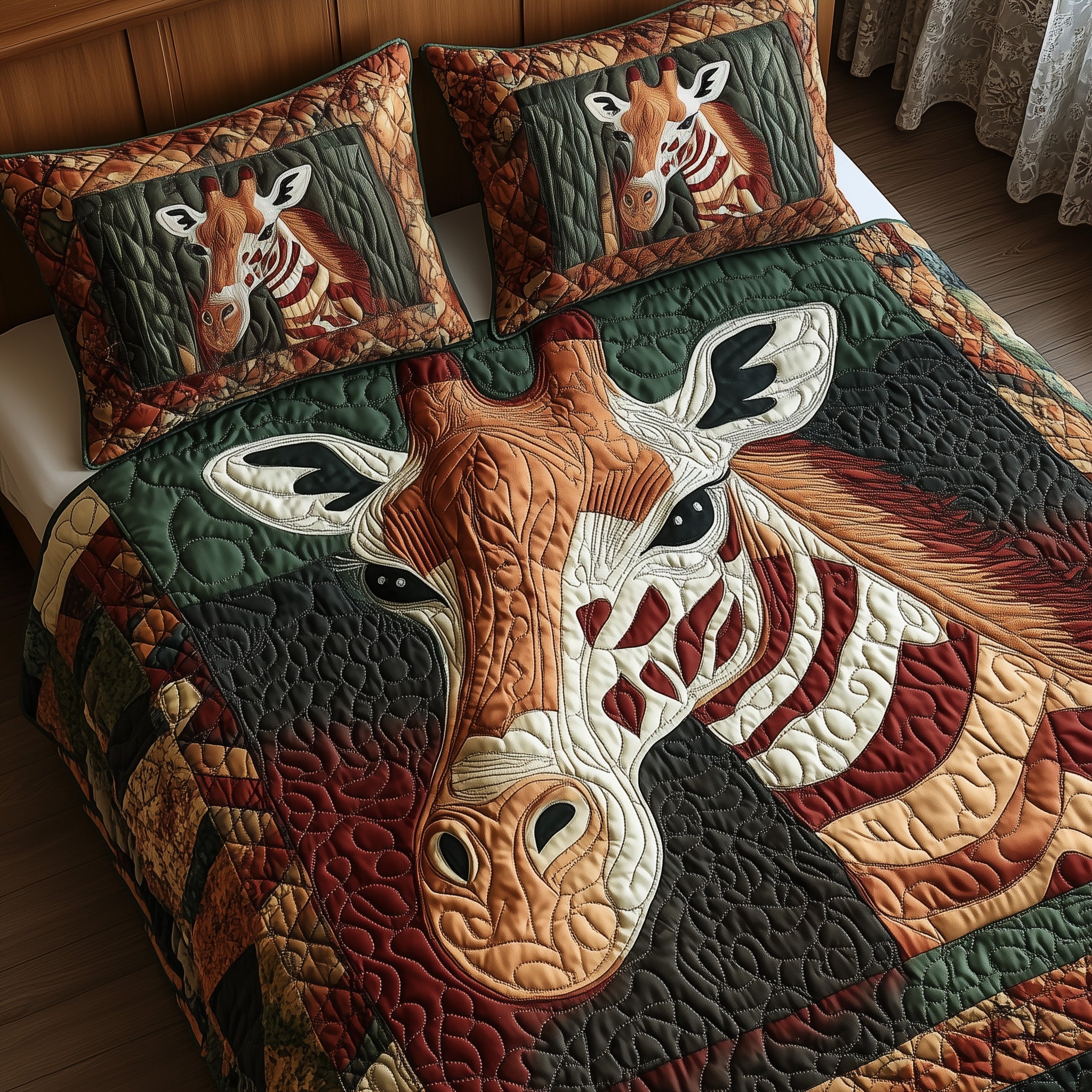 Giraffe Quilted Bedding Set Duvet Cover Bedspread Best Xmas Gifts For Wife