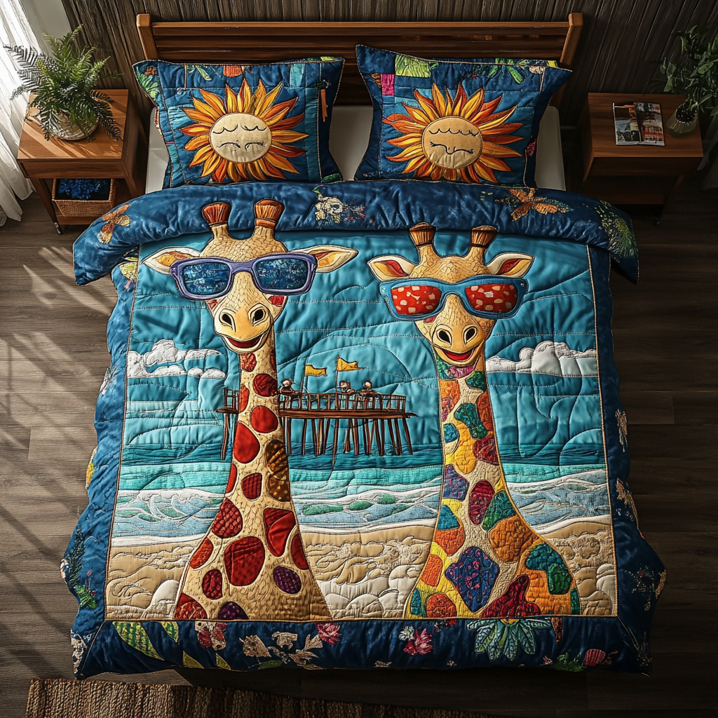 Giraffe Trail Quilted Bedding Set Bedroom Decor Ideas Cool Giraffe Gifts