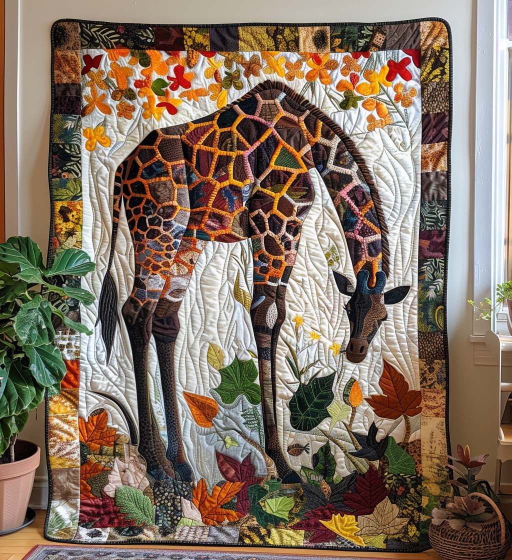 Giraffe Wilderness Quilted Blanket Giraffe Birthday Presents