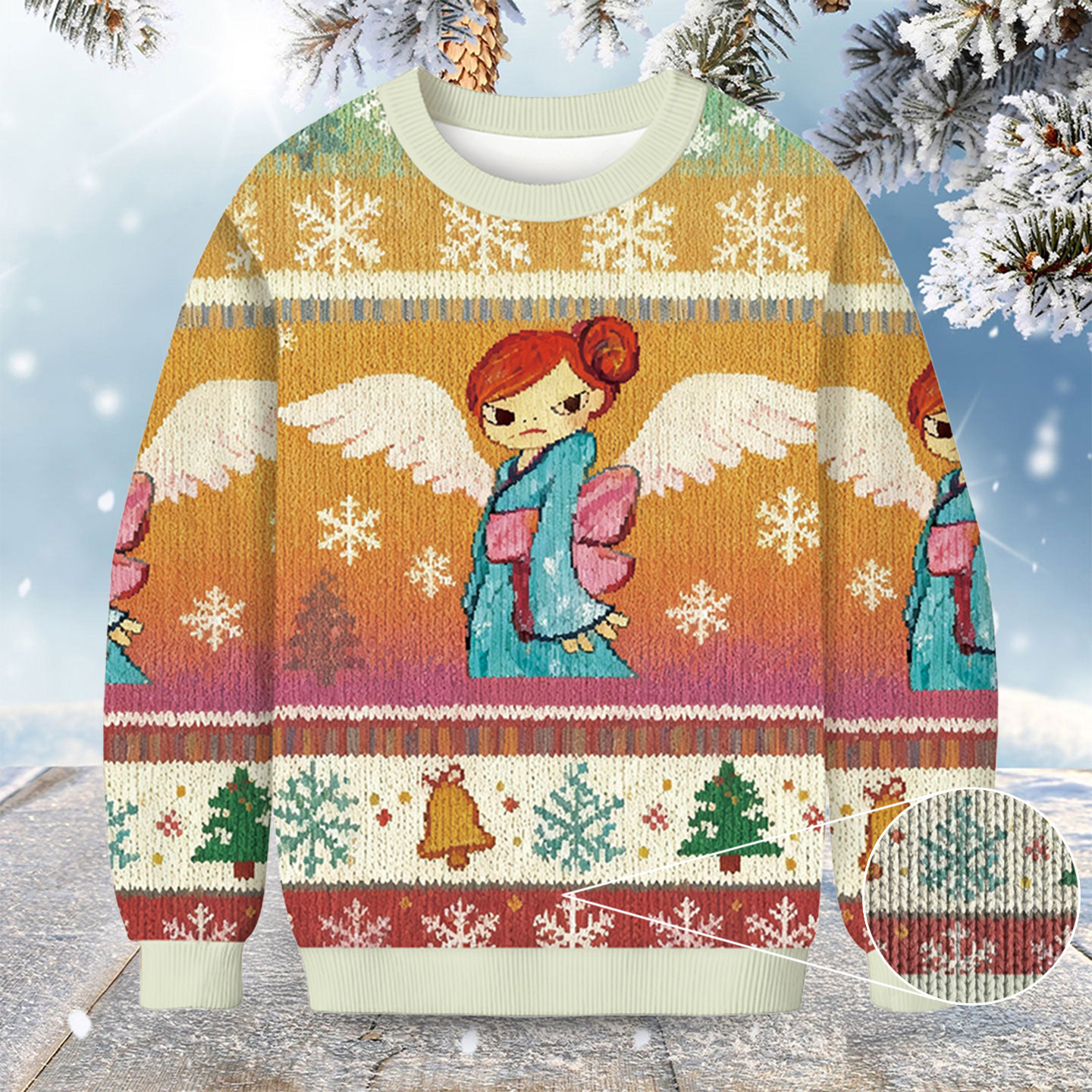 Girl In A Kimono Christmas Ugly Sweater Winter Clothing Funny Ugly Christmas Sweater Women's