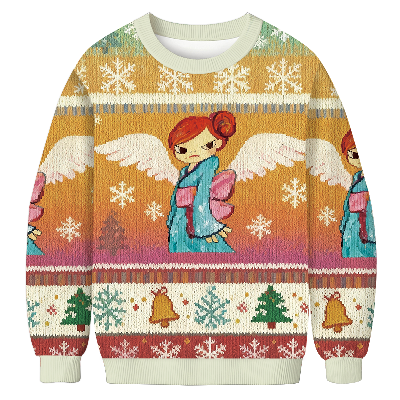 Girl In A Kimono Christmas Ugly Sweatshirt Holiday Joke Gift Idea