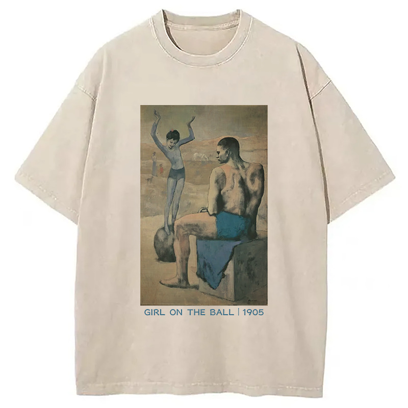 Girl on the Ball Washed T-Shirt Cool Urban Street Style Shirt Gifts For Her Girl on the Ball Washed T-Shirt Cool Urban Street Style Shirt Gifts For Her