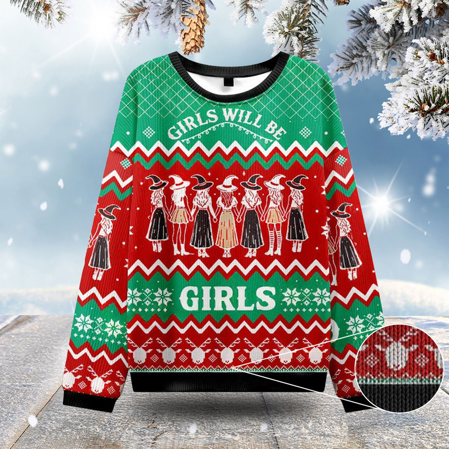 Girls Will Be Girls Witch Ugly Christmas Sweatshirts Ugly Holiday Sweater Witchy Gifts For Her