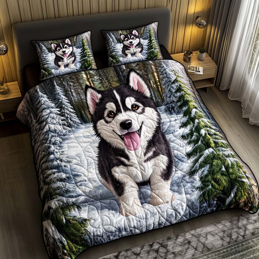 Glacier Heart Quilted Bedding Set Special Home Gift Idea for Comfortable Living