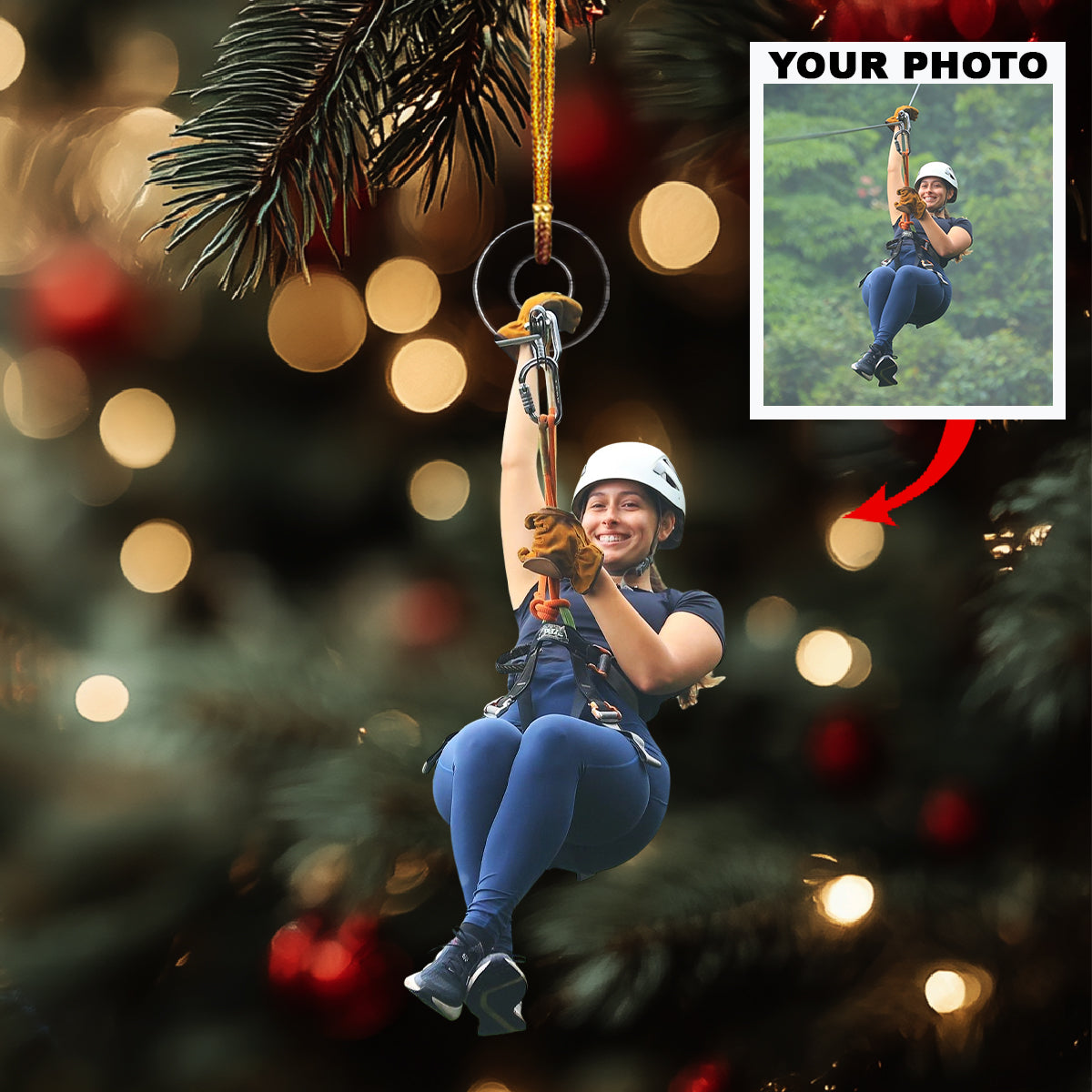 Glide Through The Air Personalized Photo Mica Ornament Christmas Gift For Family Members
