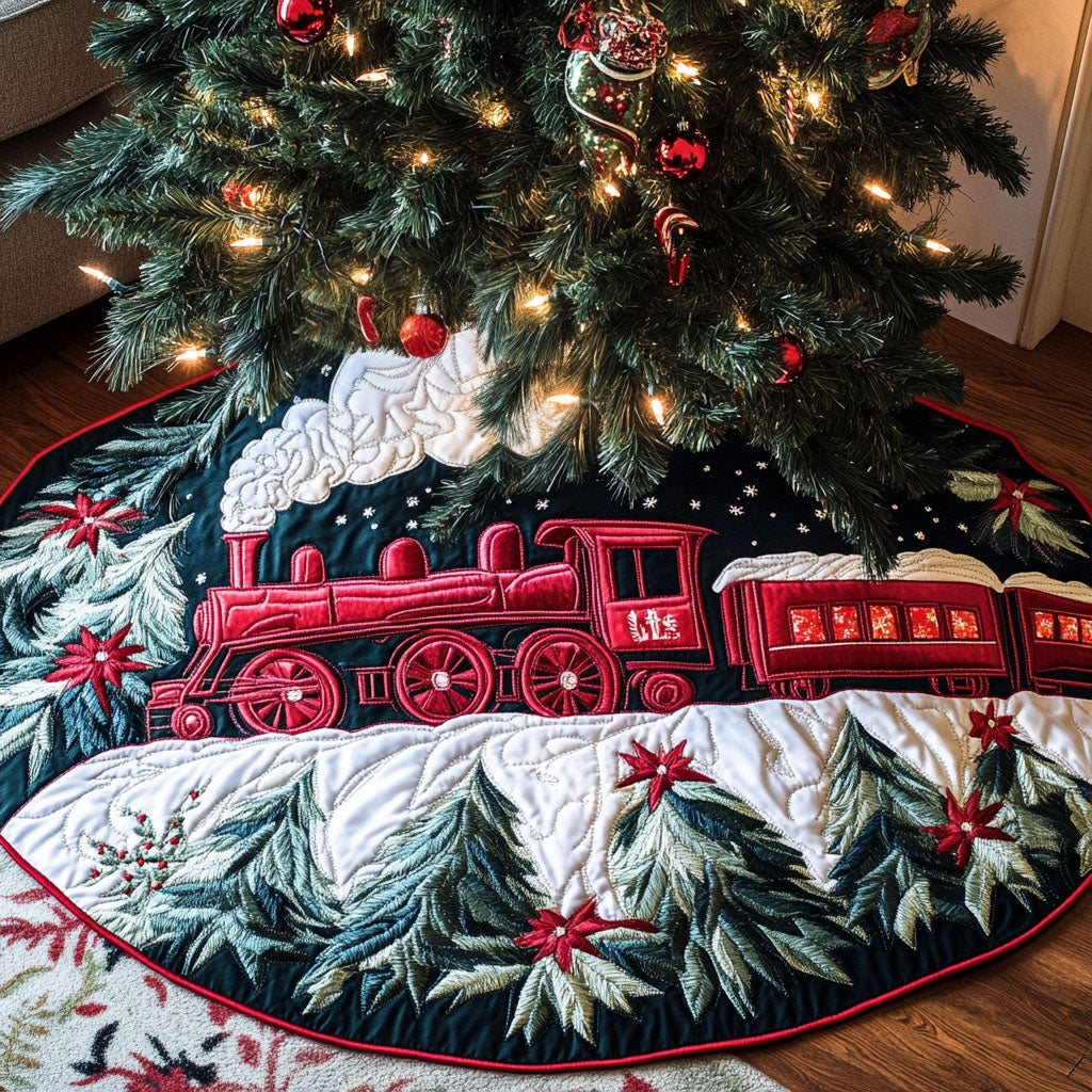 Glimmering Essence Quilted Christmas Tree Skirt Christmas Tree Skirt Winter Holiday Decor