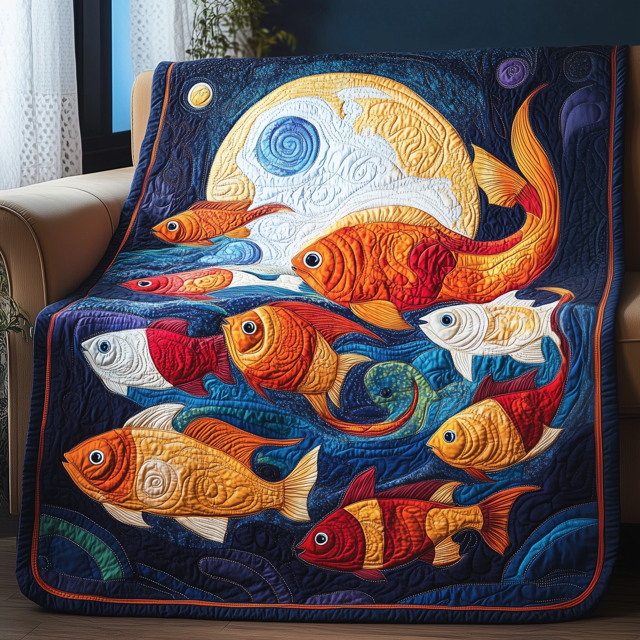 Glimmering Scales Quilted Blanket Sofa Throw BlanketFishing Gifts For Christmas 2025