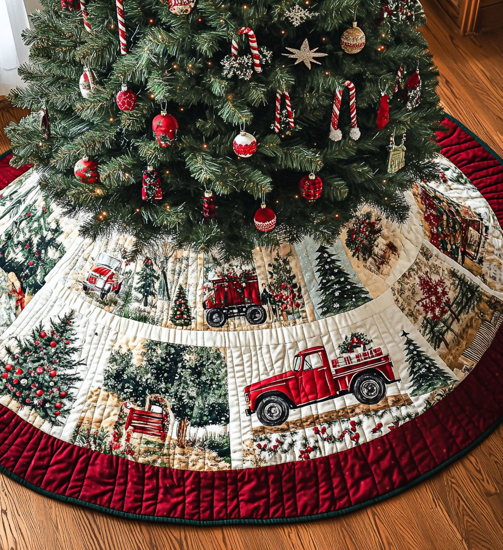 Glisten Grove Quilted Christmas Tree Skirt Perfect Merch Gift Tree Skirt for Holiday Season