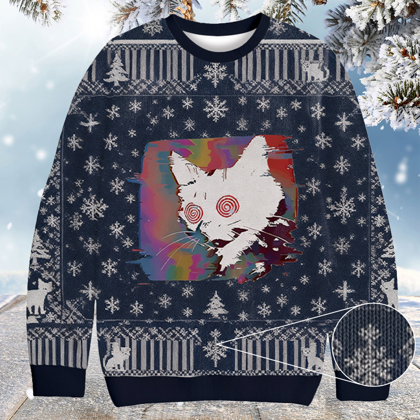 Glitch Cat Christmas Ugly Sweater Merry Xmas Apparel Cat Gifts For Xmas