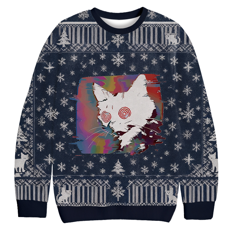 Glitch Cat Christmas Ugly Sweatshirt Christmas Cozy Winter Wear Gift Ideas Glitch Cat Christmas Ugly Sweatshirt Christmas Cozy Winter Wear Gift Ideas
