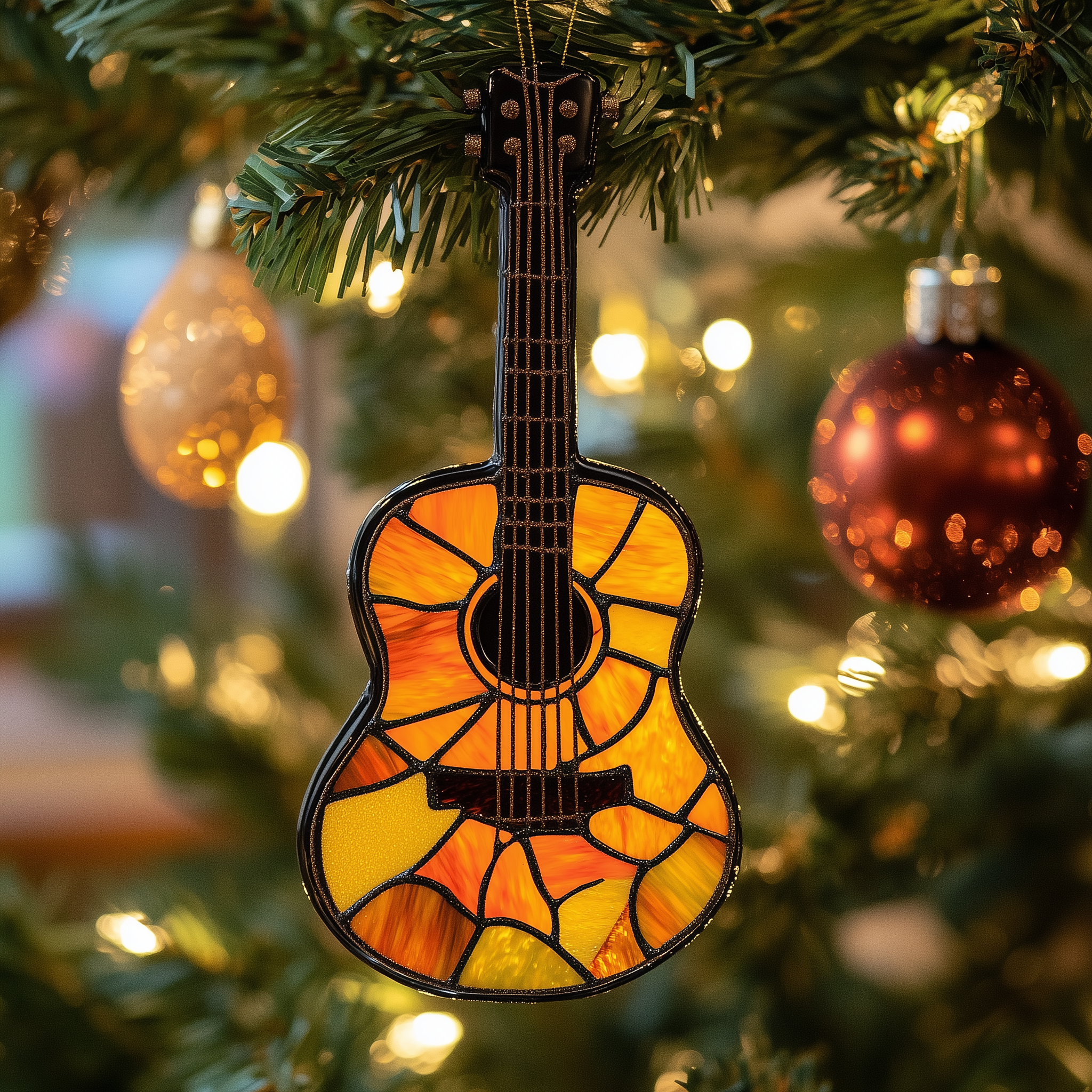 Glitter Guitar Acrylic Suncatcher Ornament Christmas Tree Ornament