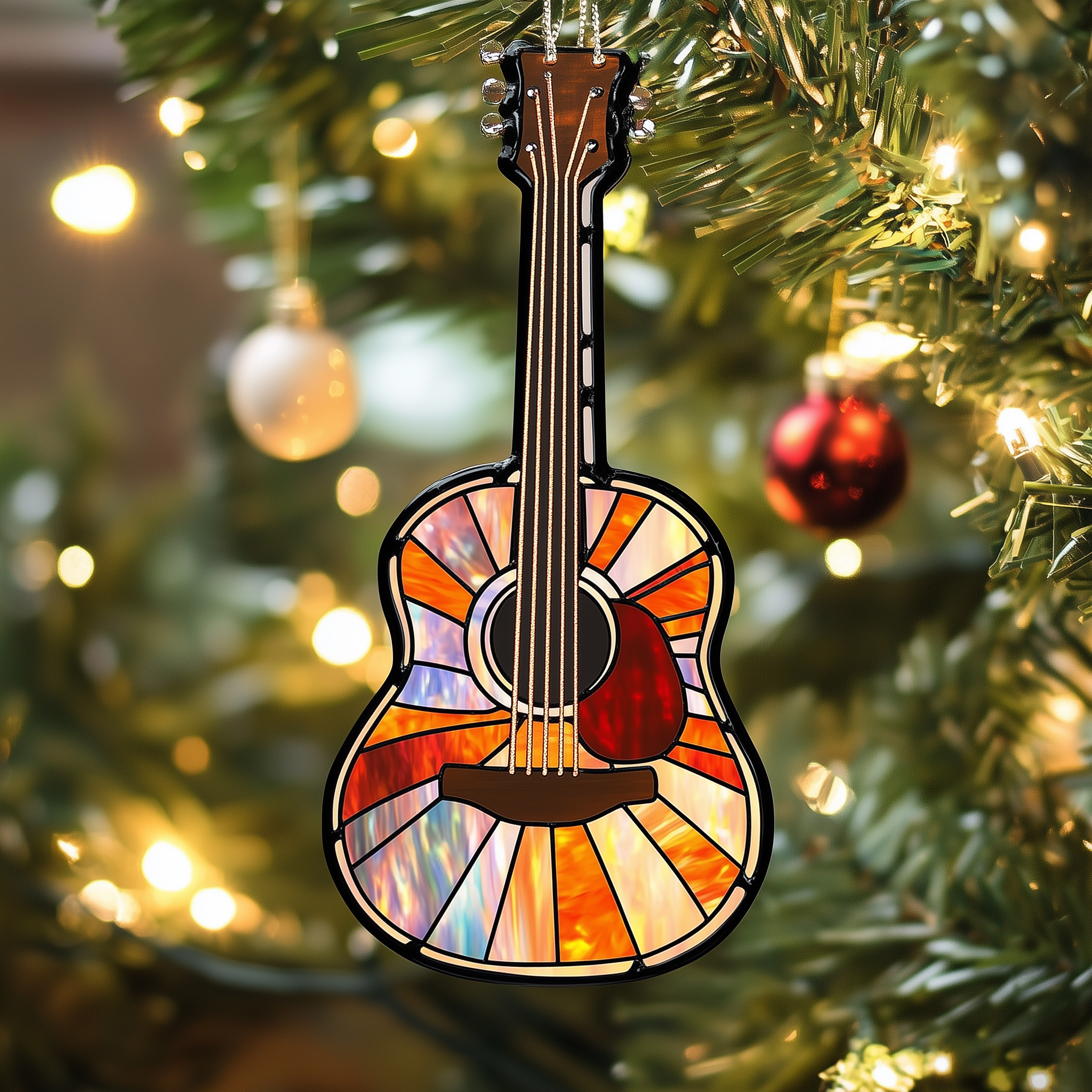 Glitter Guitar Mica Ornament Artistic Guitar Christmas Ornament Lovely Holiday Perfect Musical Instrument Gift Idea