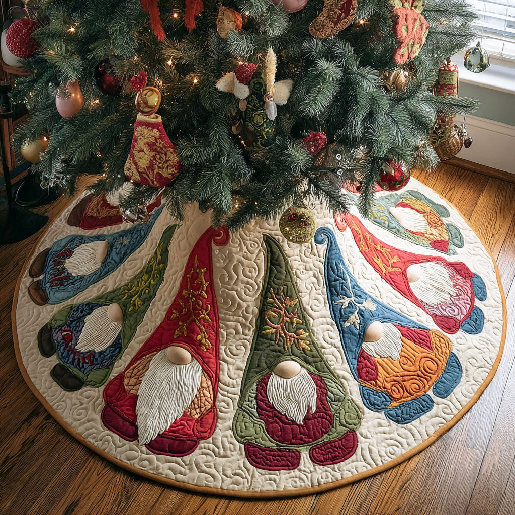 Glitter Gum Christmas Quilted Tree Skirt Luxury Quilted Tree Skirt with Decorative Stitching