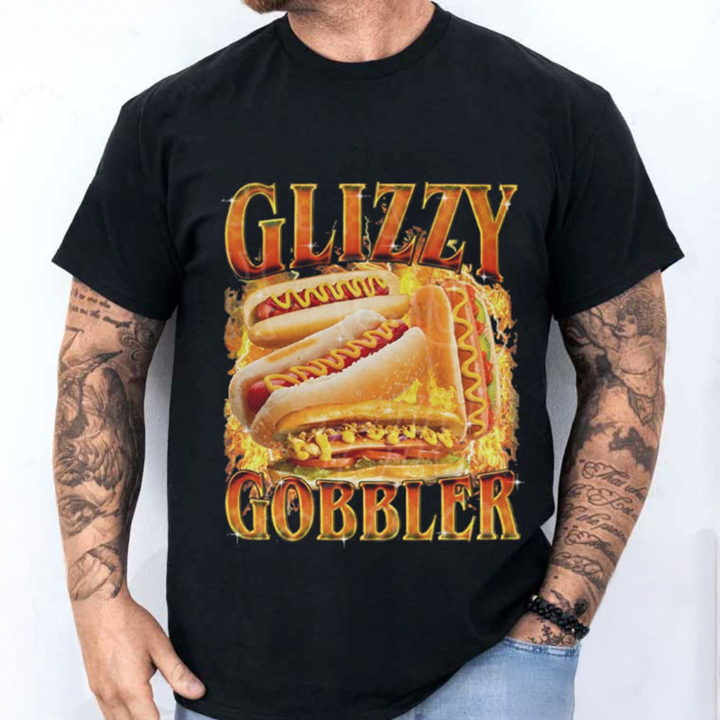 Glizzy Gobbler Faded Funny Meme Hot Dog T-Shirt Gift Ideas For Friends