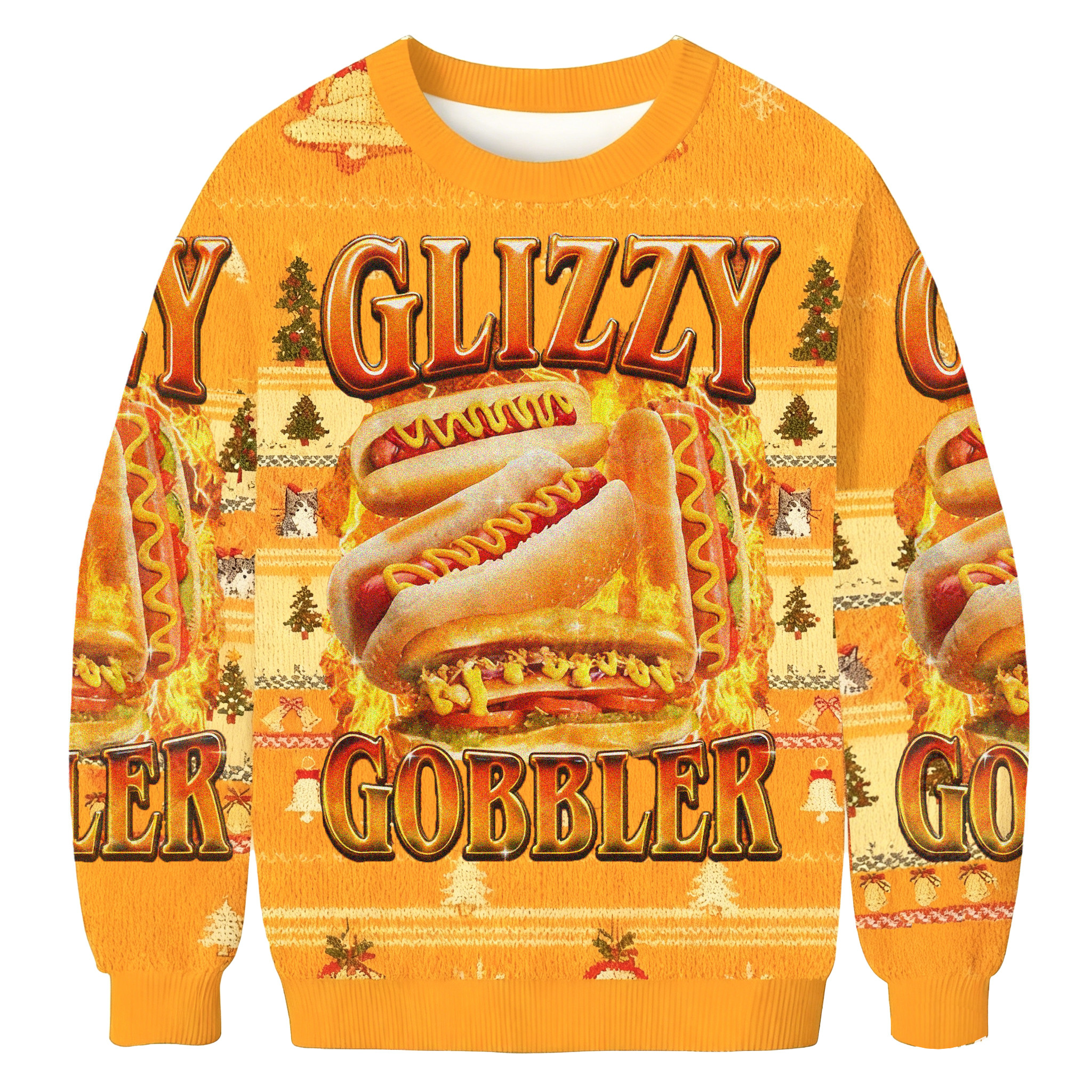 Glizzy Gobbler Hot Dog Christmas Ugly Sweater Holiday Apparel Christmas Gifts For Friends