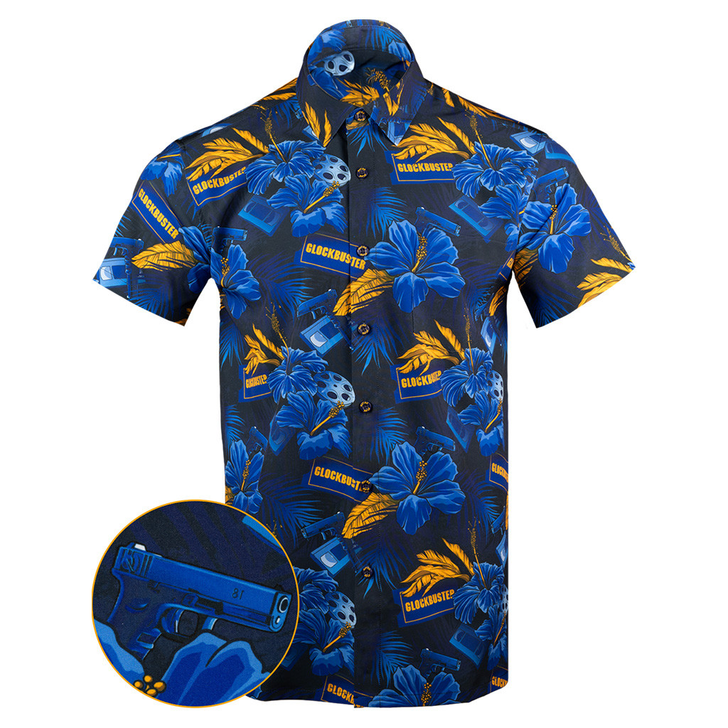 Glockbuster Button Down Shirt Outdoor Hawaiian Tactical Shirt Gift Ideas For Boyfriend