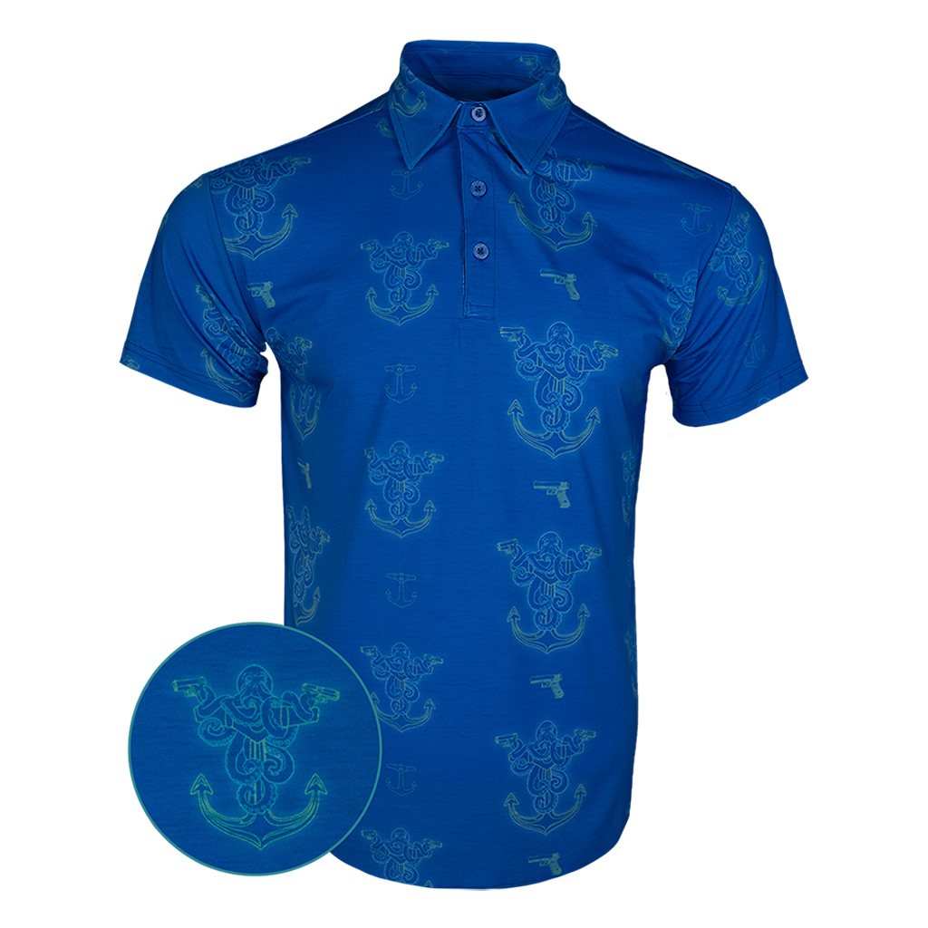 Glocktopus Blue Polo Shirt Tactical Polo Shirt Pro Gun Merch Present For Husband