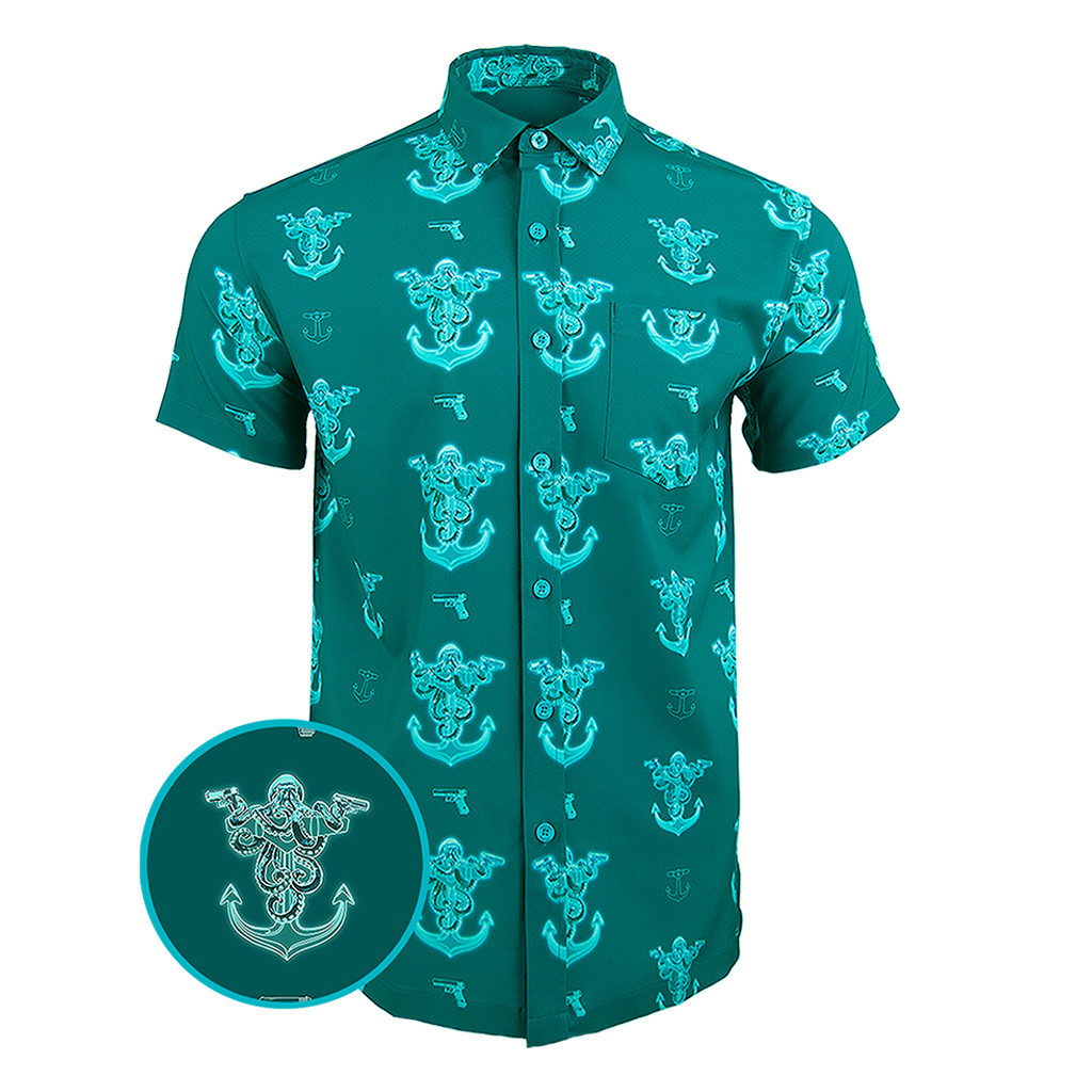 Glocktopus Teal Button Down Shirt Concealed Carry Hawaiian Shirt Presents For Boyfriend Glocktopus Teal Button Down Shirt Concealed Carry Hawaiian Shirt Presents For Boyfriend