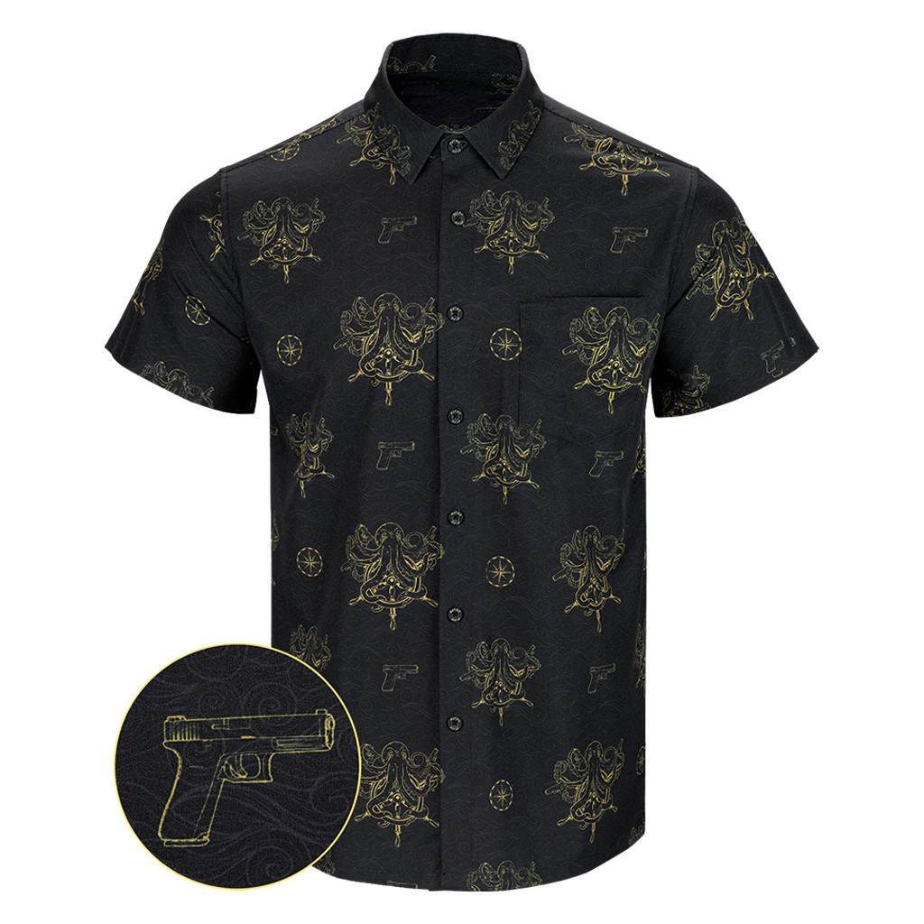 Glocktopus V2 Button Down Shirt Concealed Carry Hawaiian Shirt Presents For Brother