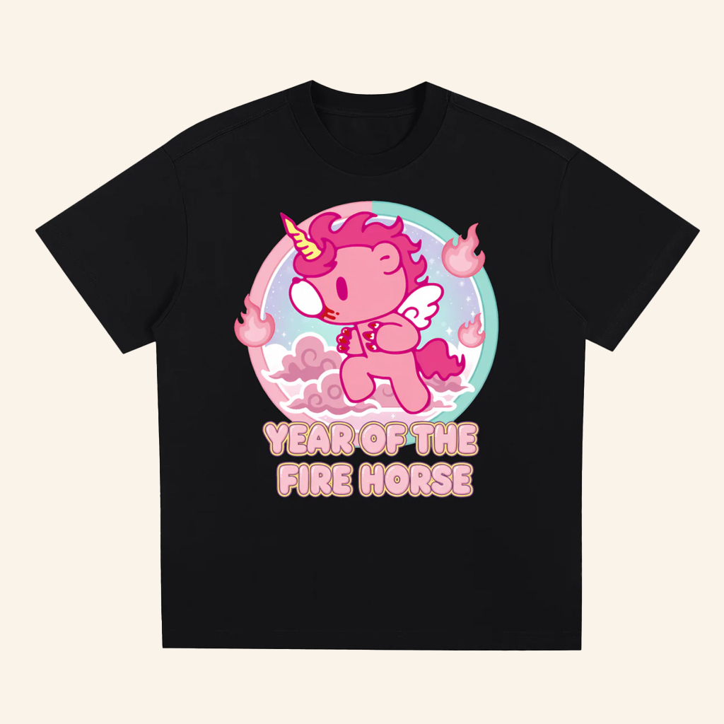 Gloomy Bear Merch Gloomy Year Of The Fire Horse T-Shirt Black Gifts For Sisters